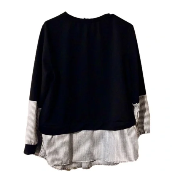 SHEIN - Women’s Essnce Plus Vertical Striped 2 in 1 Pullover* - Picture 2 of 2